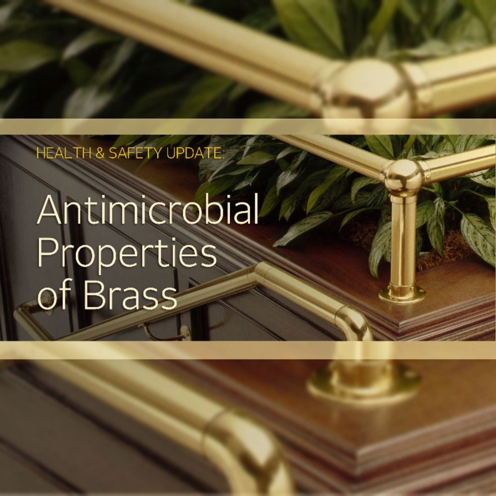 Health & Safety Update: Anti-microbial Properties of Brass Antimicrobial brass railing fittings catalog showing brass railing components