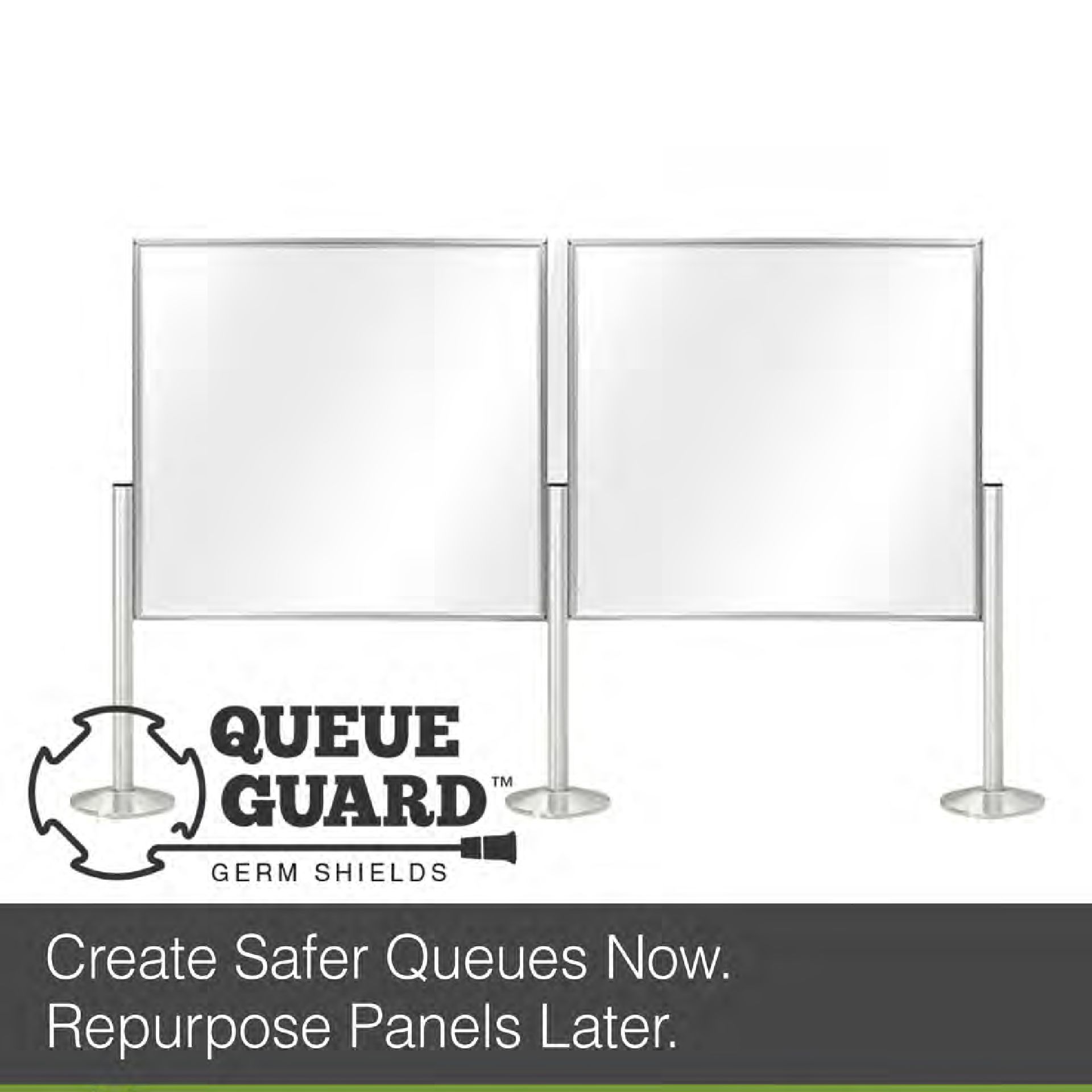 Queue GuardTM Germ Shield Queue guard barrier system catalog for commercial safety railings