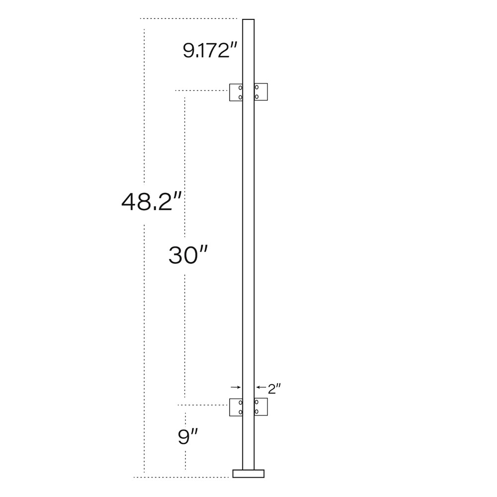 170/48/CF - 48" Square Post with Cut Flange