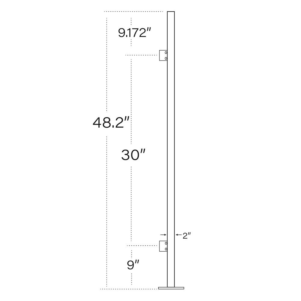 170/48/M - 48" Square Post with Magnetic Base