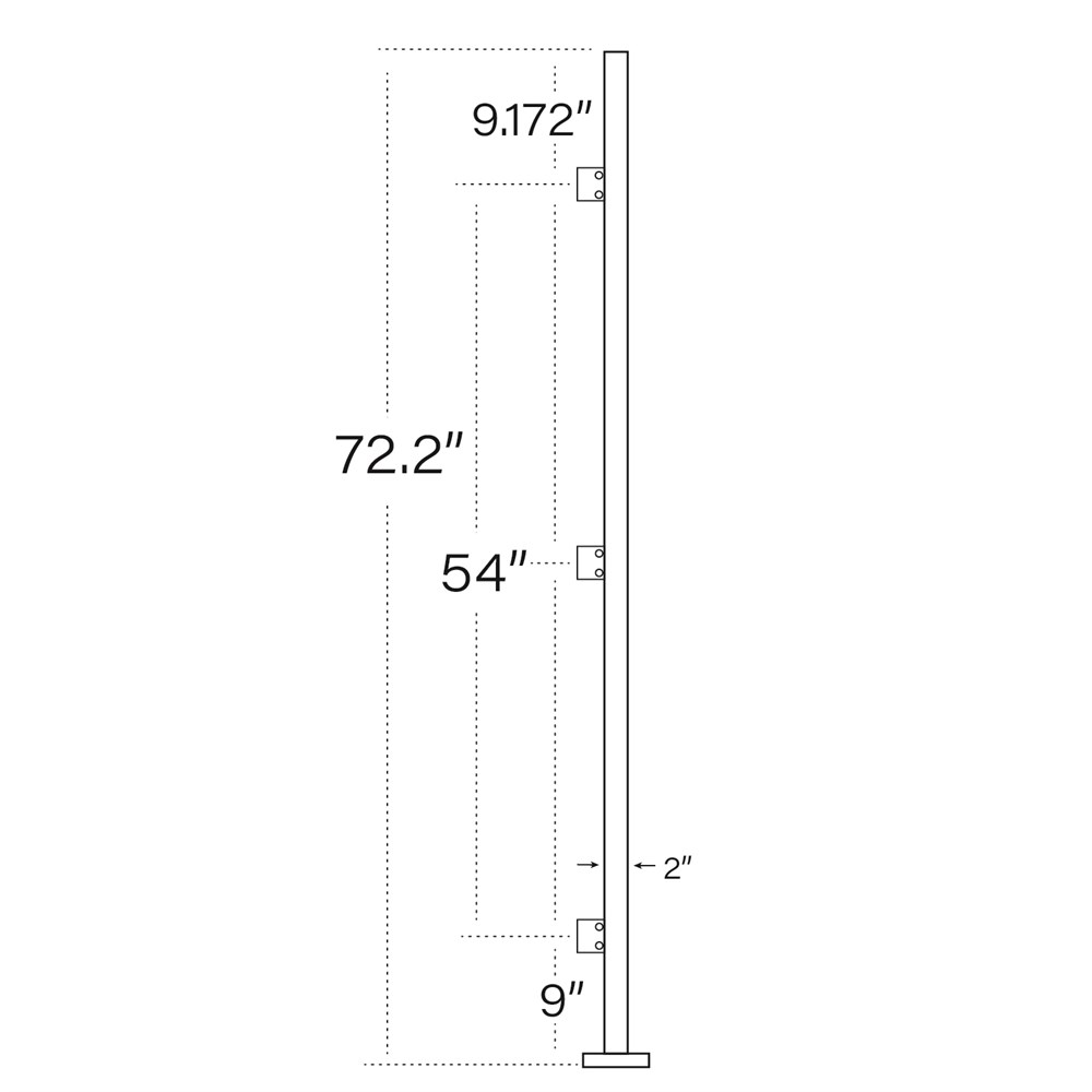 170/72/F - 72" Square Post with Flange