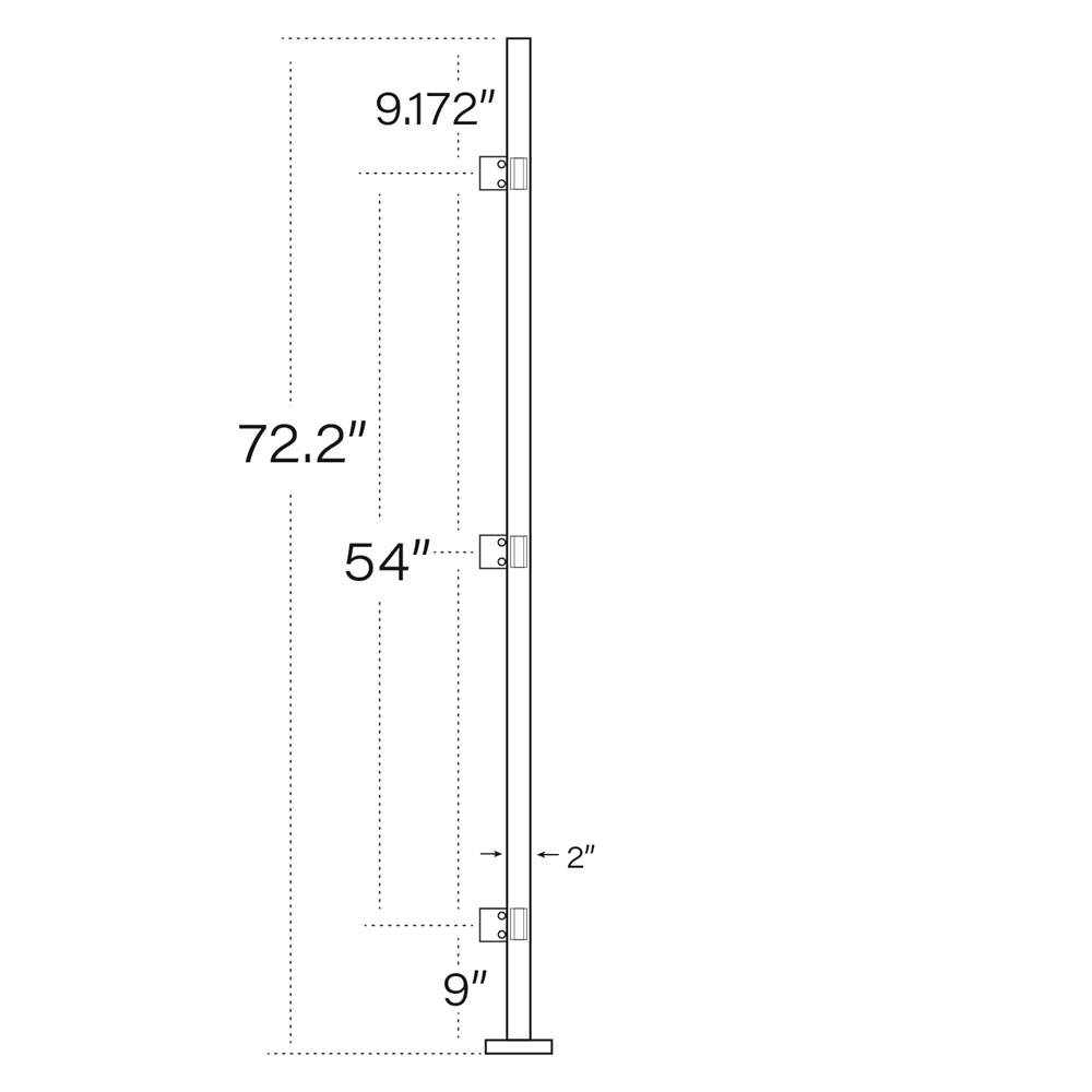 170/72/CF - 72" Square Post with Cut Flange