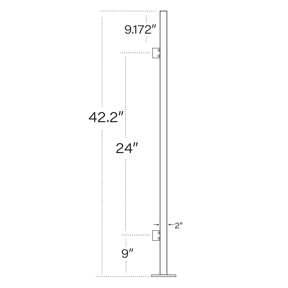 170/42/M - 42" Square Post with Magnetic Base