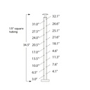 CS161/36/F/F - C.A.T. Floor Mount 36" Post for 1/8" Cable and Square/Rectangular Handrail