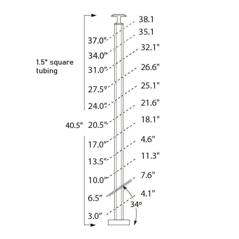 CS161/42/F - C.A.T. Floor Mount " Post for 1/8" Cable and 1.67" Round Handrail