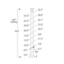 CS424/36/F - Floor Mount 36" Post for 1/8" Cable and 1.67" Round Handrail