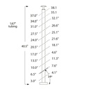 CS424/42/F - Floor Mount 42" Post for 1/8" Cable and 1.67" Round Handrail