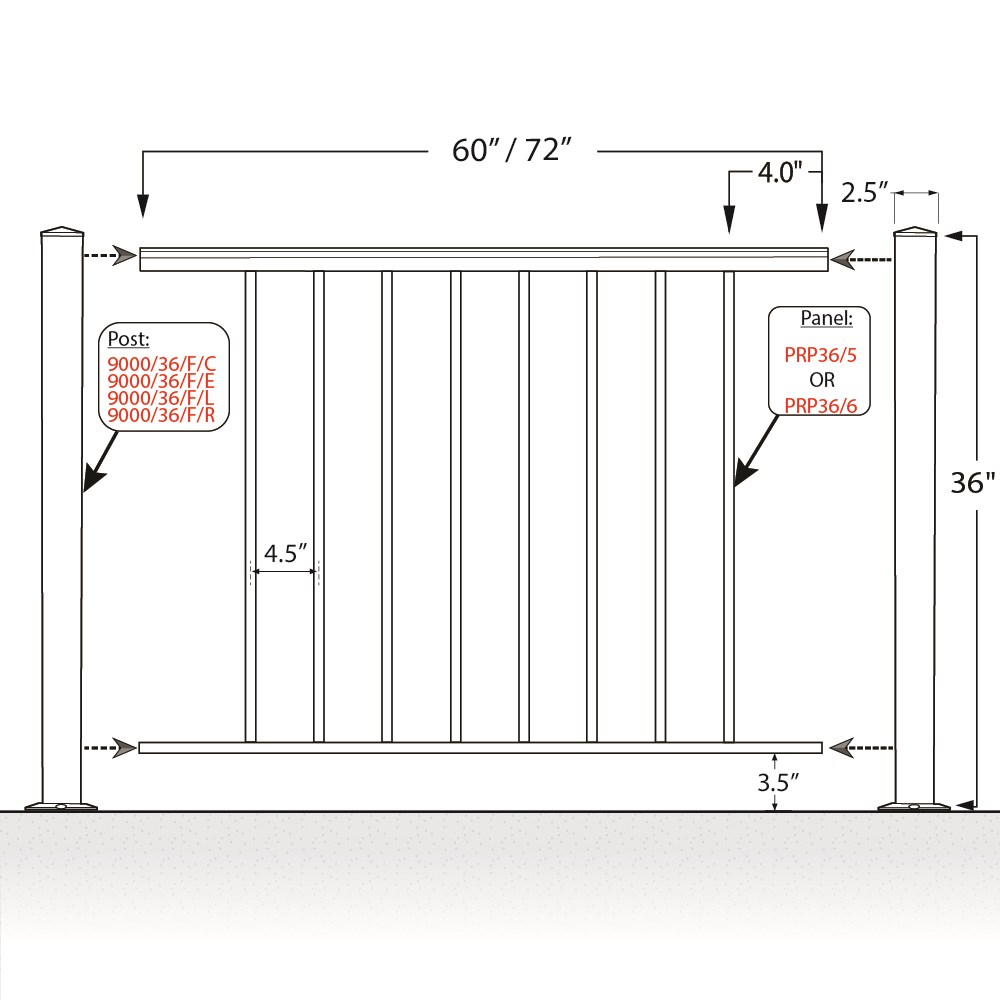 3642L - Level Picket Rail Panels