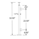 GS40/36/F - Floor Mount 36" Post for 3/8" or 1/2" Glass - FOR ROUND HANDRAIL