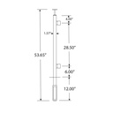 GS40/42/W - Fascia Mount 42" Post for 3/8" or 1/2" Glass - FOR ROUND HANDRAIL