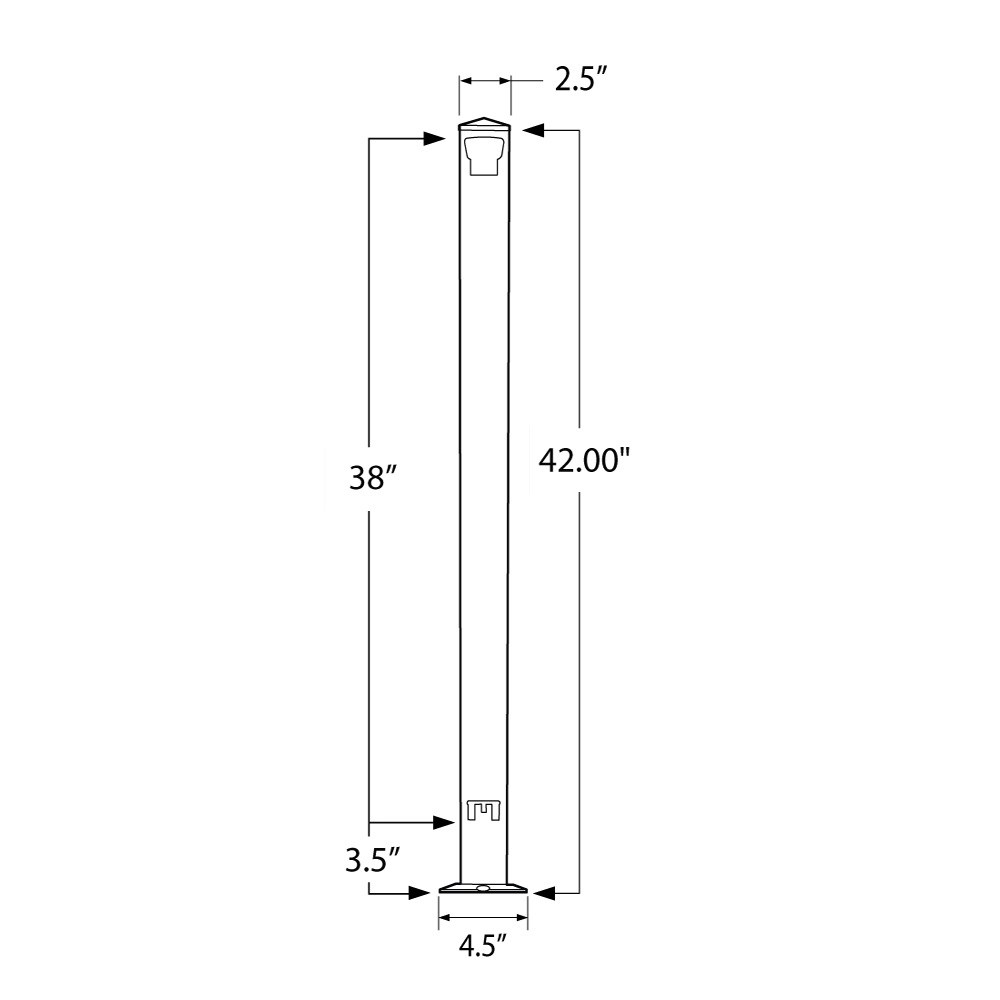 9000/42/F - Floor Mount 42" Post for Picket Railing