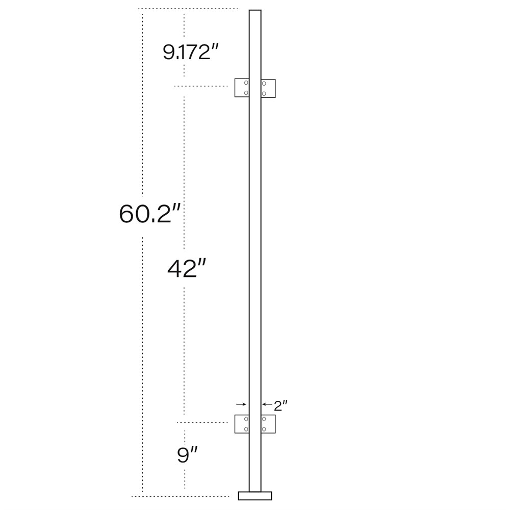 170/60/CF - 60" Square Post with Cut Flange