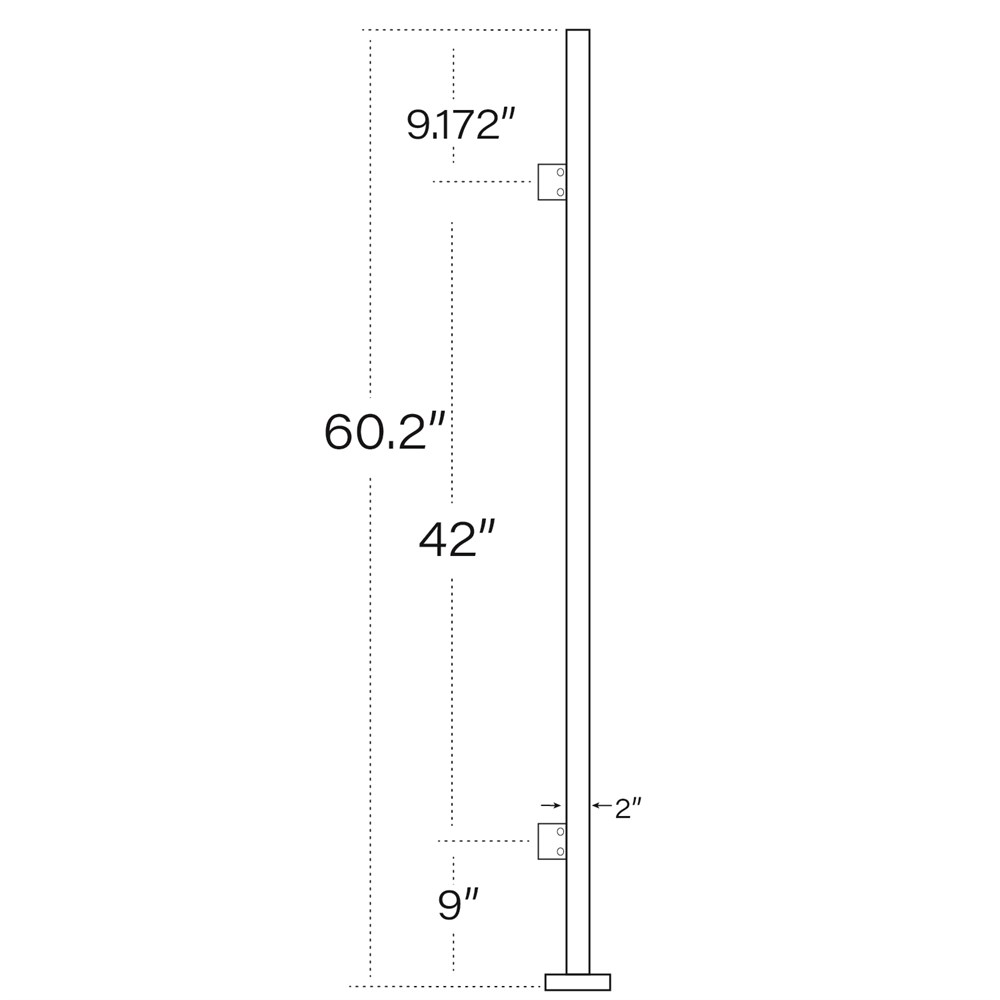 170/60/CF - 60" Square Post with Cut Flange