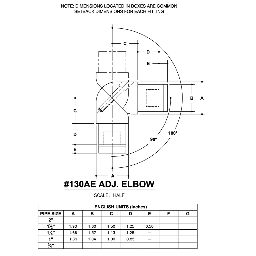 130AE - Adjustable Elbow - Machined