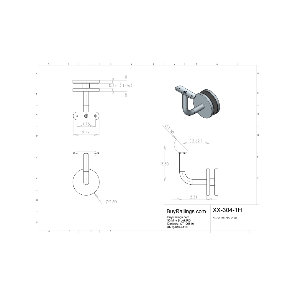 304 - Glass Mount Handrail Bracket