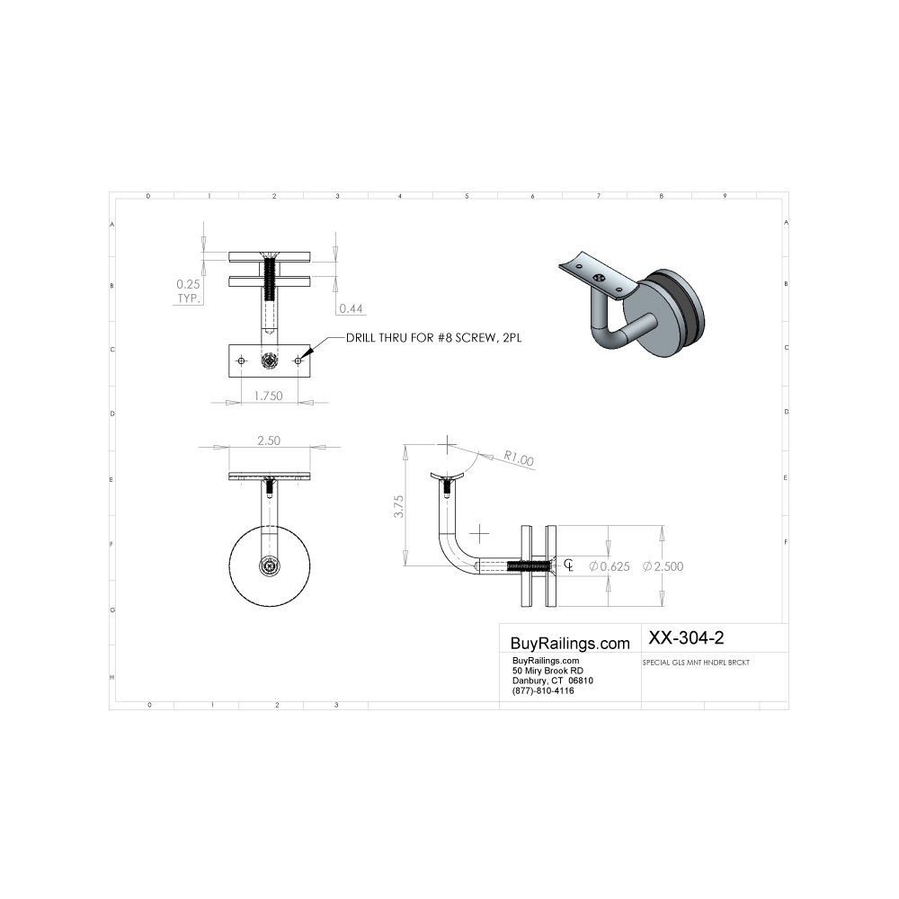 304 - Glass Mount Handrail Bracket