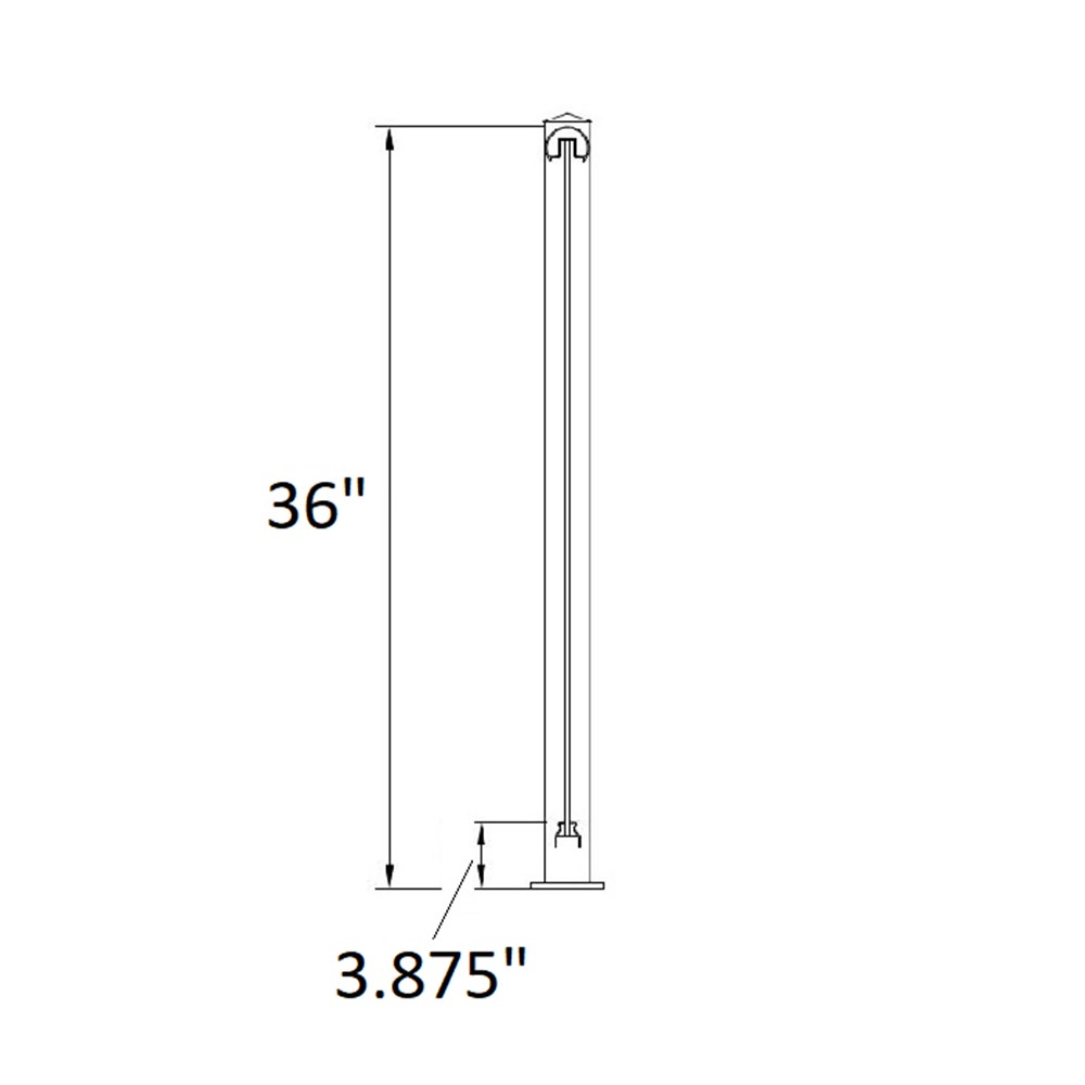 GS635/36/F - Floor Mount 36" Post for Glass Railing