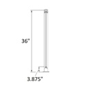 GS635/36/F - Floor Mount 36" Post for Glass Railing