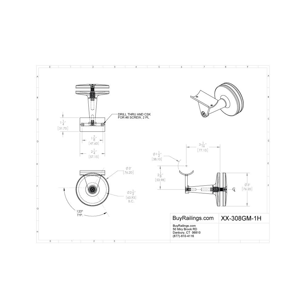 308GM - Glass Mounted Bracket