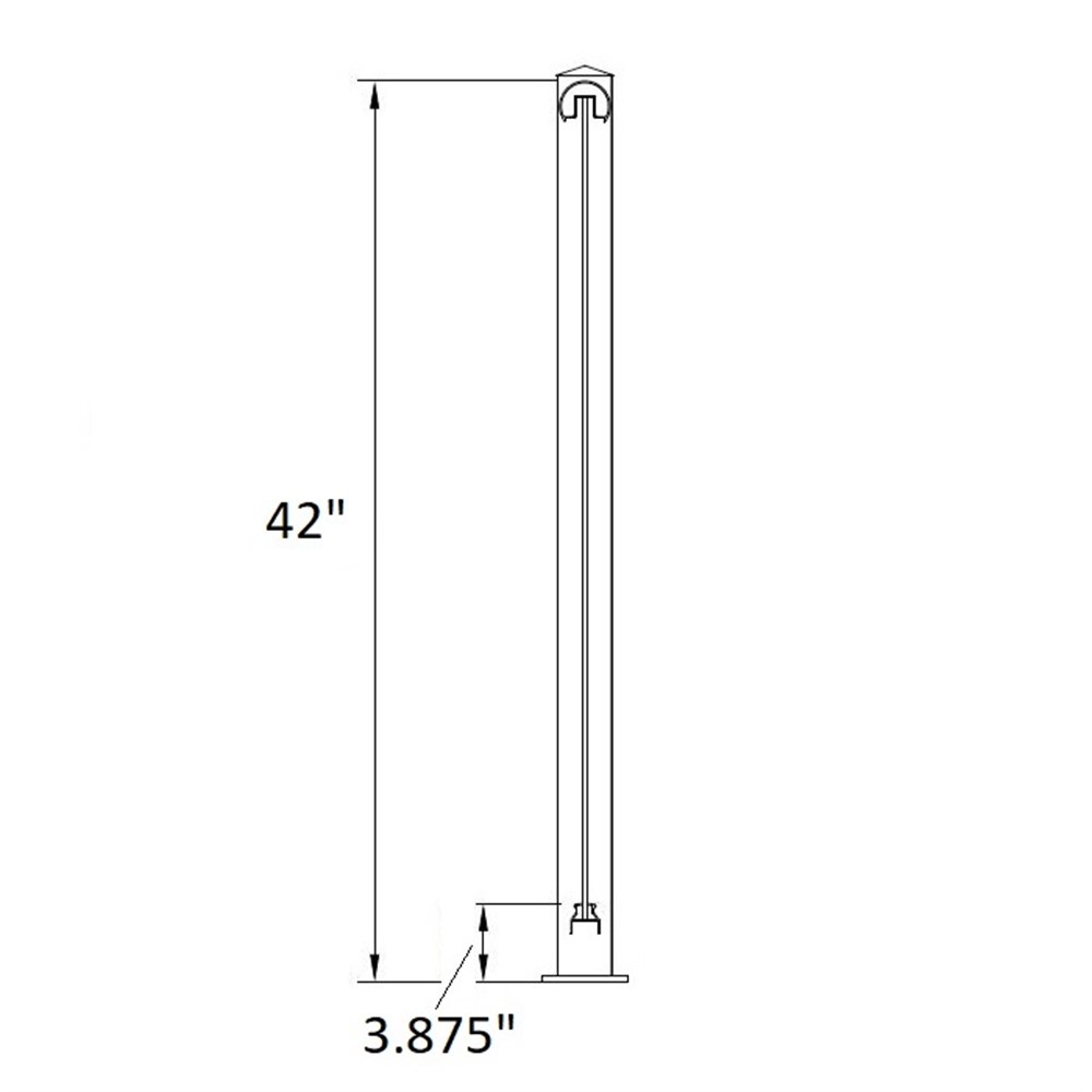 GS635/42/F - Floor Mount 42" Post for Glass Railing