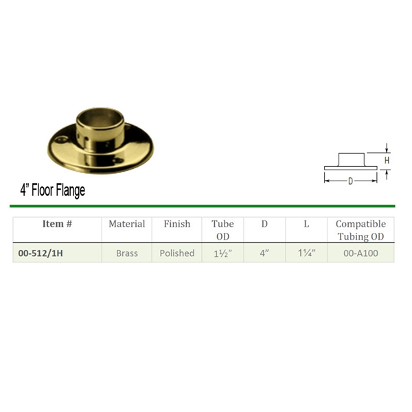 512 - 4" Floor Flange 1-1/2" OD