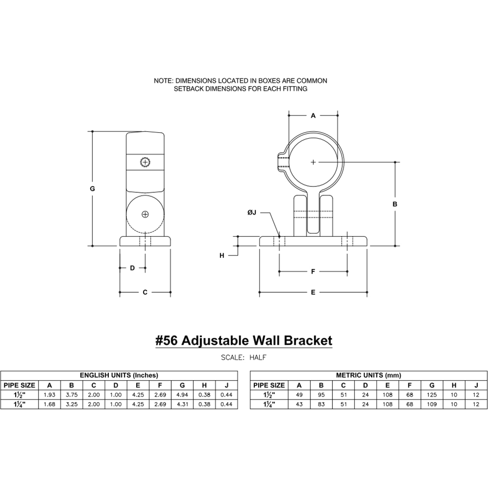 56 - Adj. Offset Wall Bracket