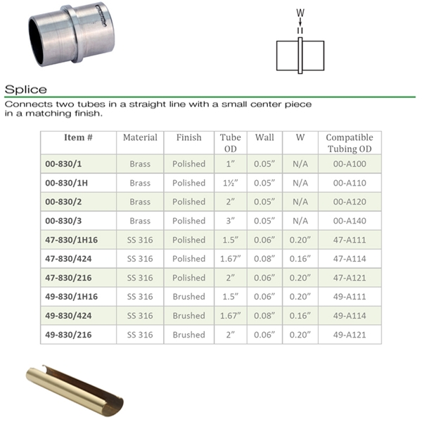 830 - Internal Splice/Connector For Round Tubing