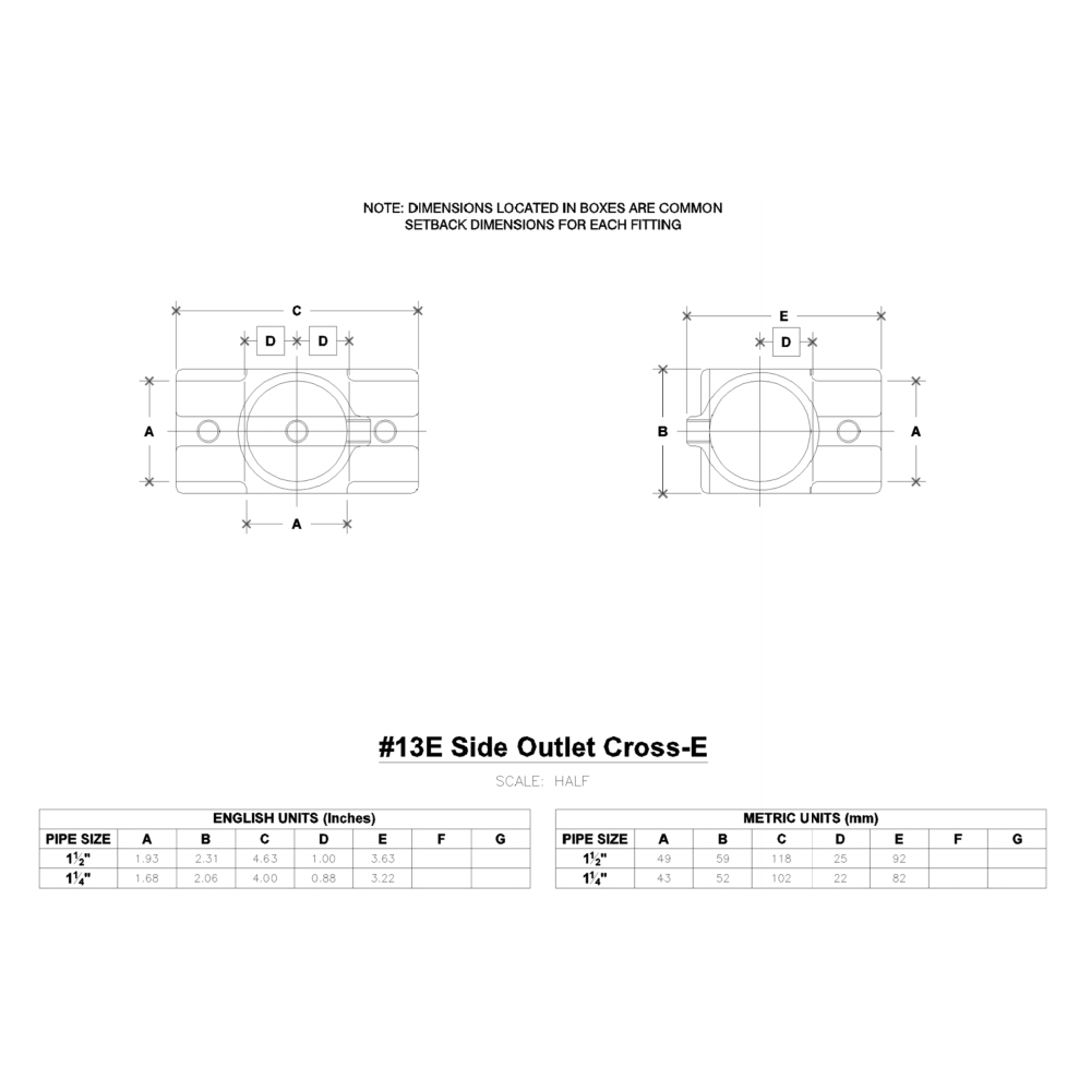 13E - Side Outlet Cross-E