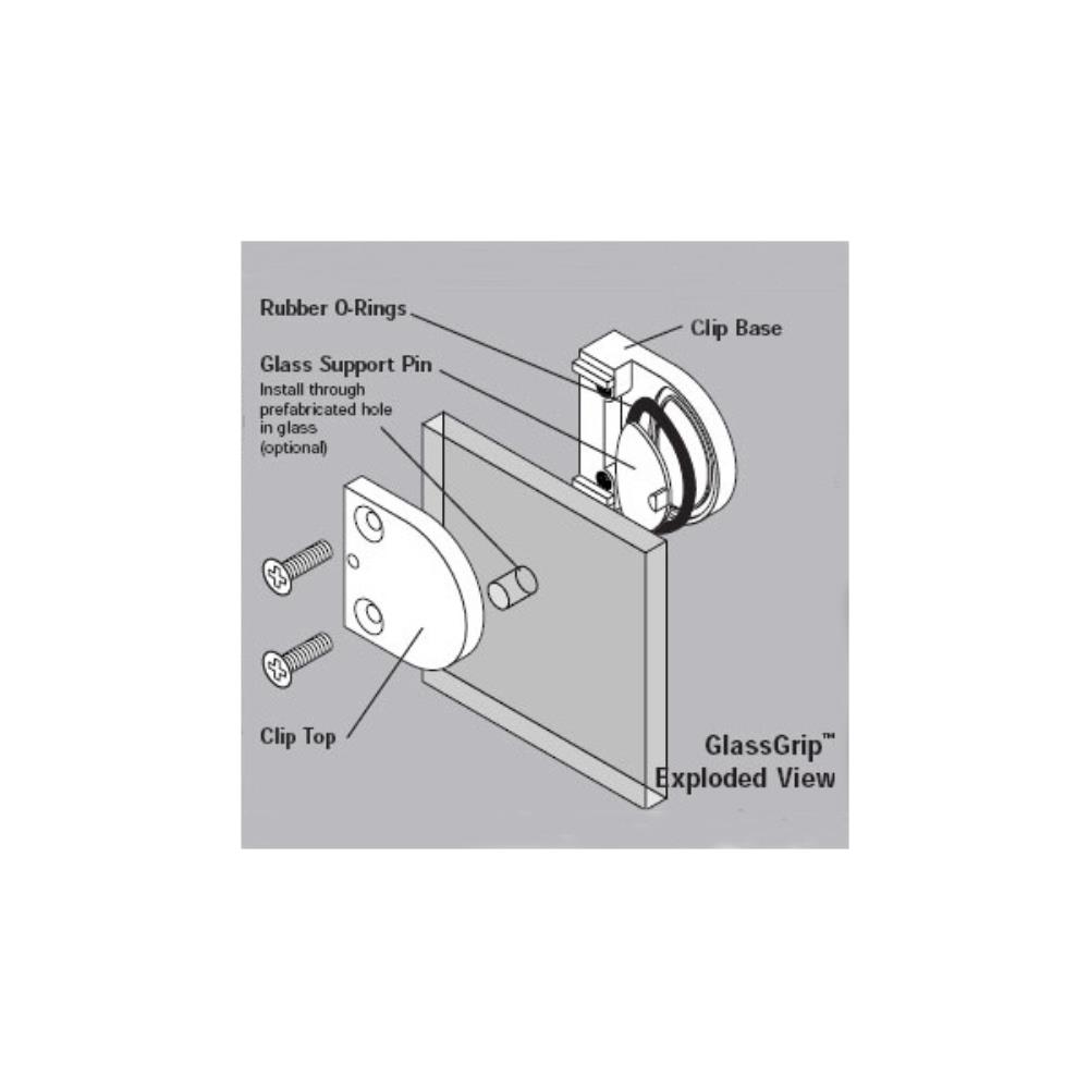 816 - Radius Glass Grip - Round Tube Mount -  for 1/4" to 3/8" Glass