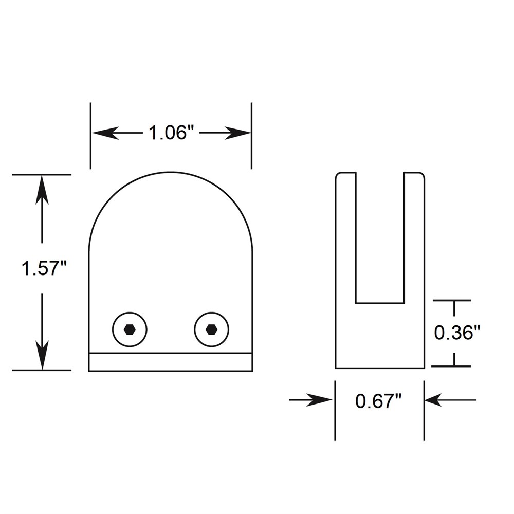 816FM - Radius Glass Grip - Flat Surface Mount  - for 1/4" Glass