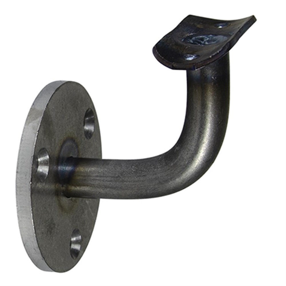 Wall Mount Handrail Bar Bracket with Three Mounting Holes, 2-1/2" Projection, Mill Steel