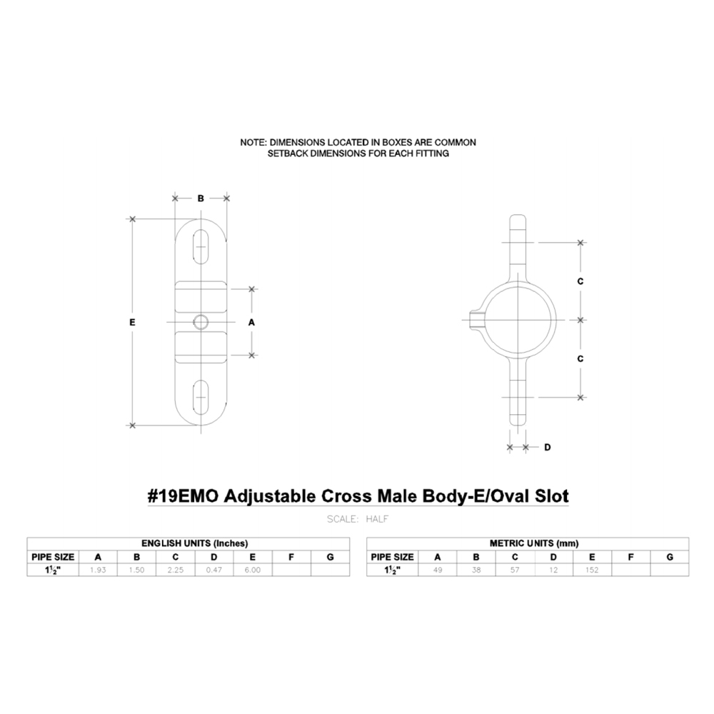 19EMO - Adj. Cross Male-E/Oval Slot