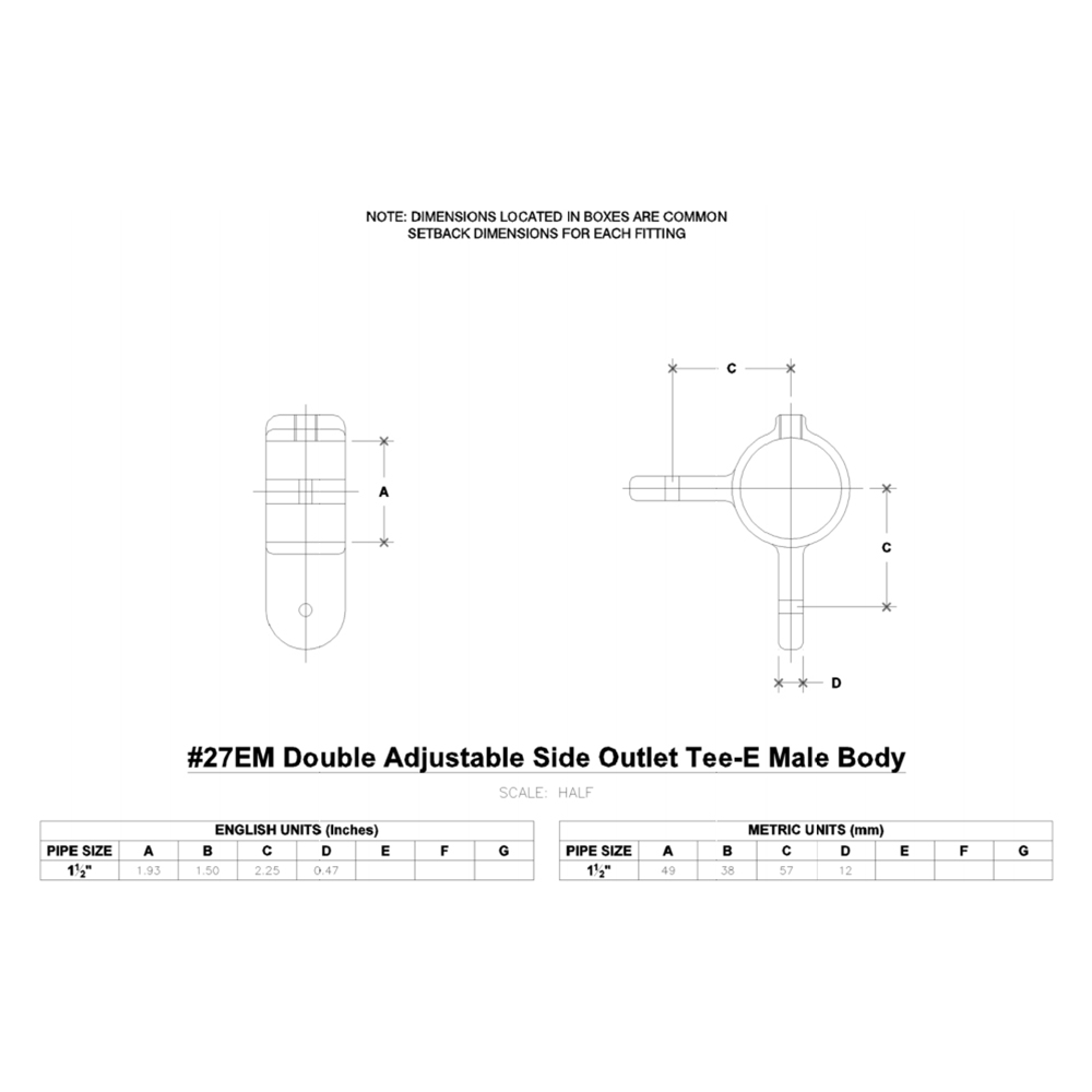 27EM - Double Adj. Side Outlet Tee-E Male