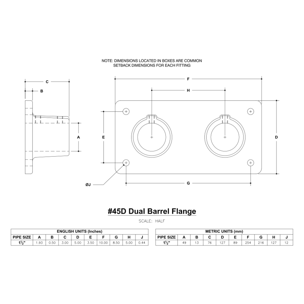 45D - Dual Barrel Flange