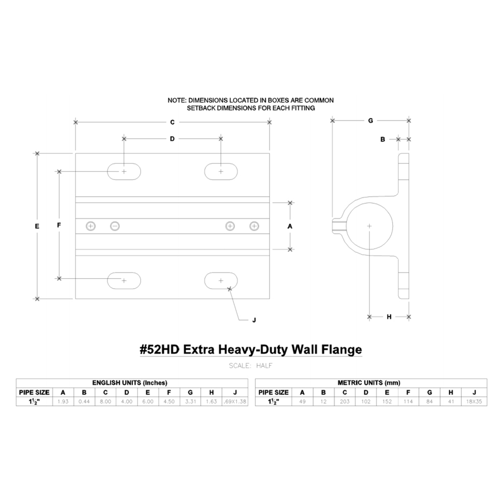 52HD - Extra Heavy-Duty Wall Flange