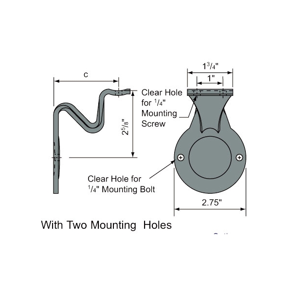 WAG-3434 - Wall Mounted Bracket 2 Hole Saddle