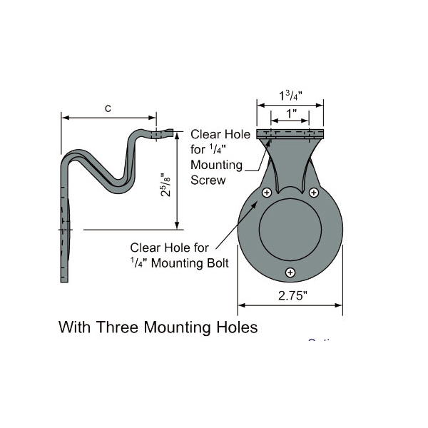 WAG-3458 - Wall Mounted Bracket Style With Three Mounting Holes