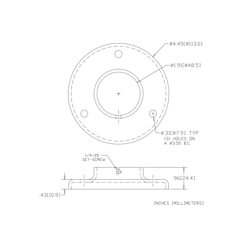 WAG-1422A - Heavy Base Plain Flange With Set Screw And Three Holes