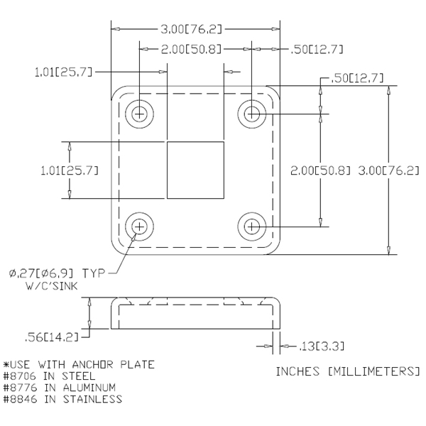 WAG-8709 - Flange With Four Countersunk Holes