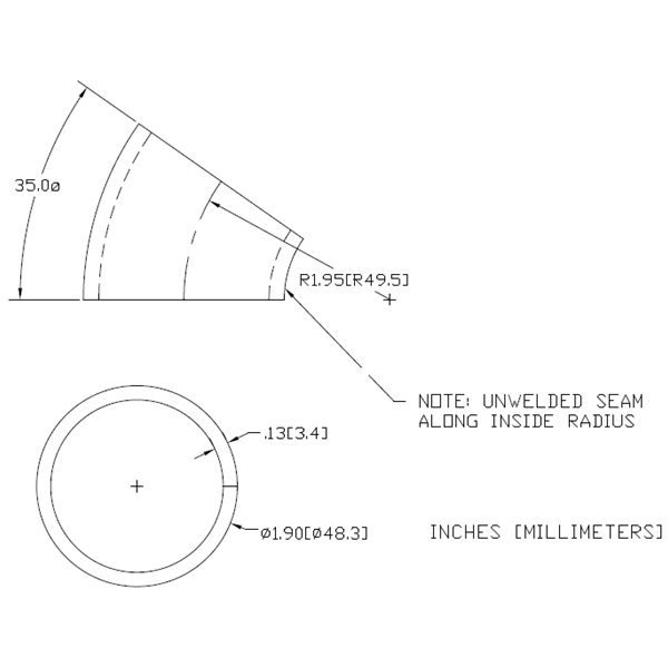 WAG-200 - 35º Elbow 1" Inside Radius