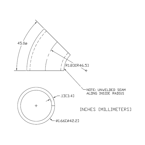 WAG-206 - 45º Elbow 1" Inside Radius