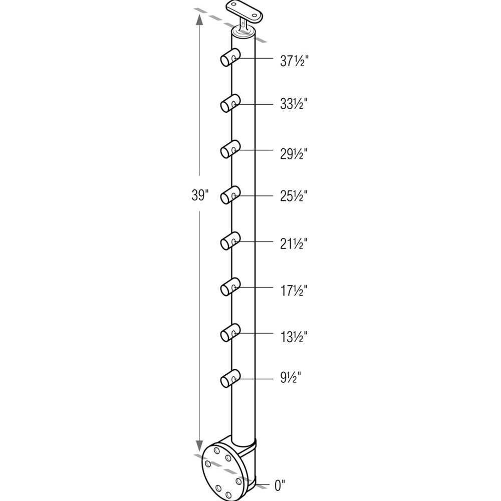 B424/36/W/MD - Fascia Mount 36" Post Crossbar Rail