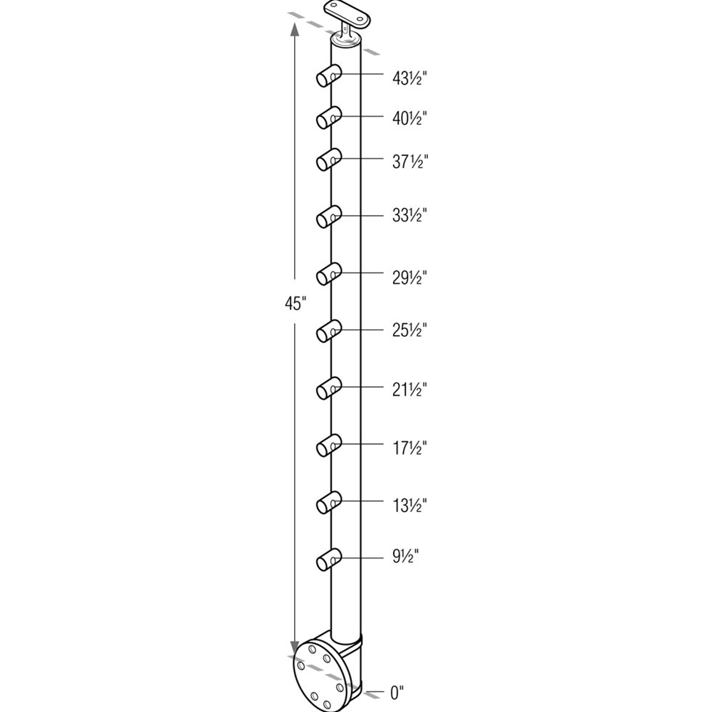 B424/42/W/MD - Fascia Mount 42" Post Crossbar Rail