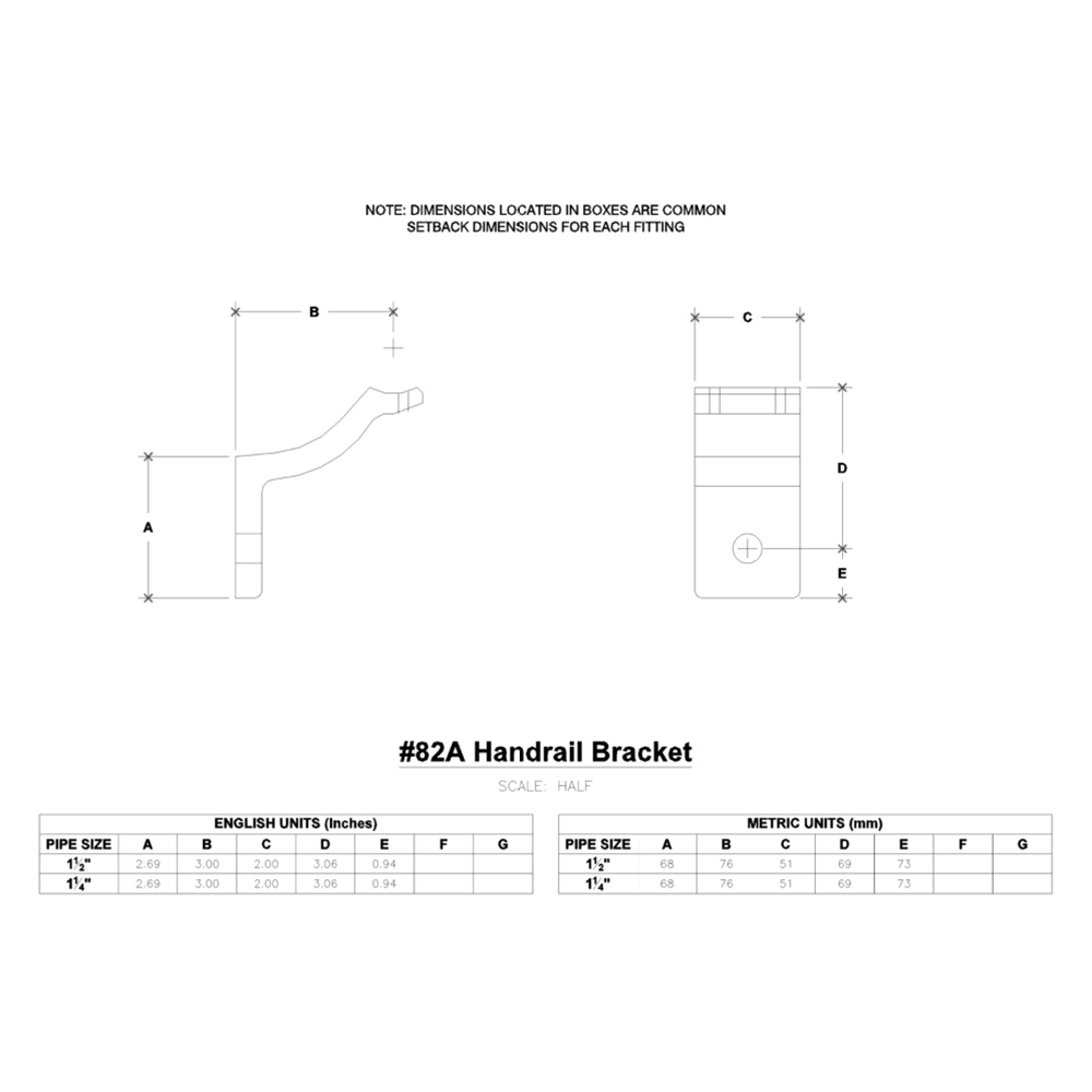 82A  - Handrail Bracket - Cast - 3" Offset