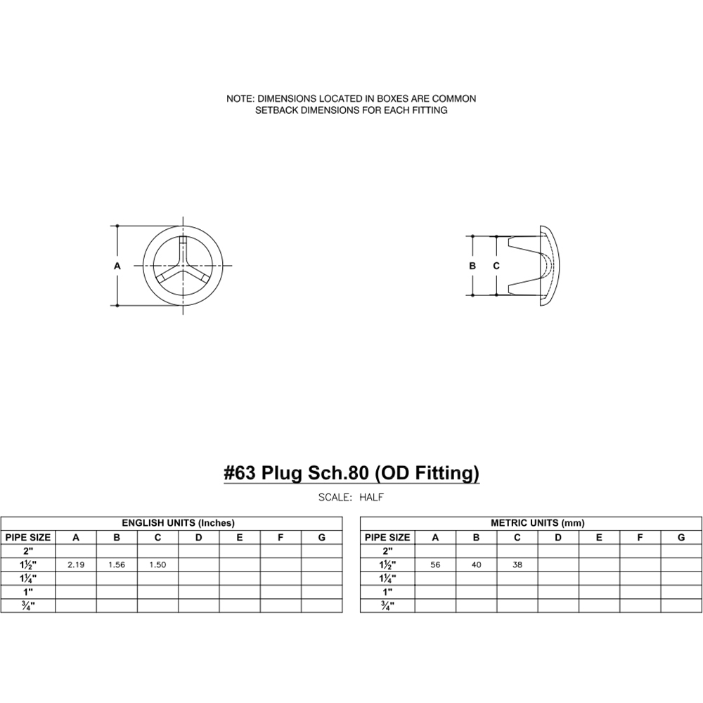 63 - Plug Sch. 80 (O.D. Fitting) Aluminum Magnesium