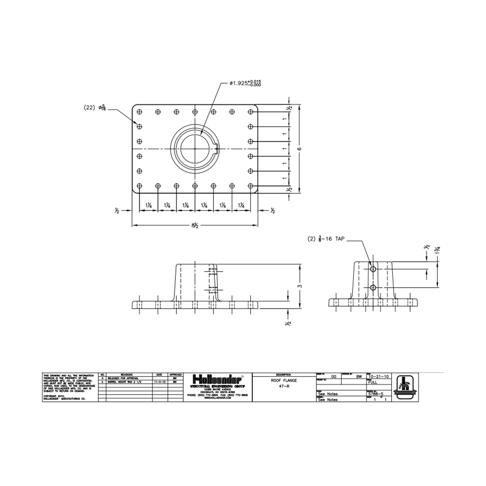 47R - Flange for Solar or Roof Mount