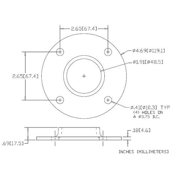 WAG-1623 - Extra Heavy Flat Base Flanges With Four Holes