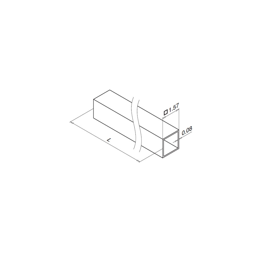 SL4900 - 1.57" Square x 0.08" Wall Thickness Tubing (40 x 40mm)