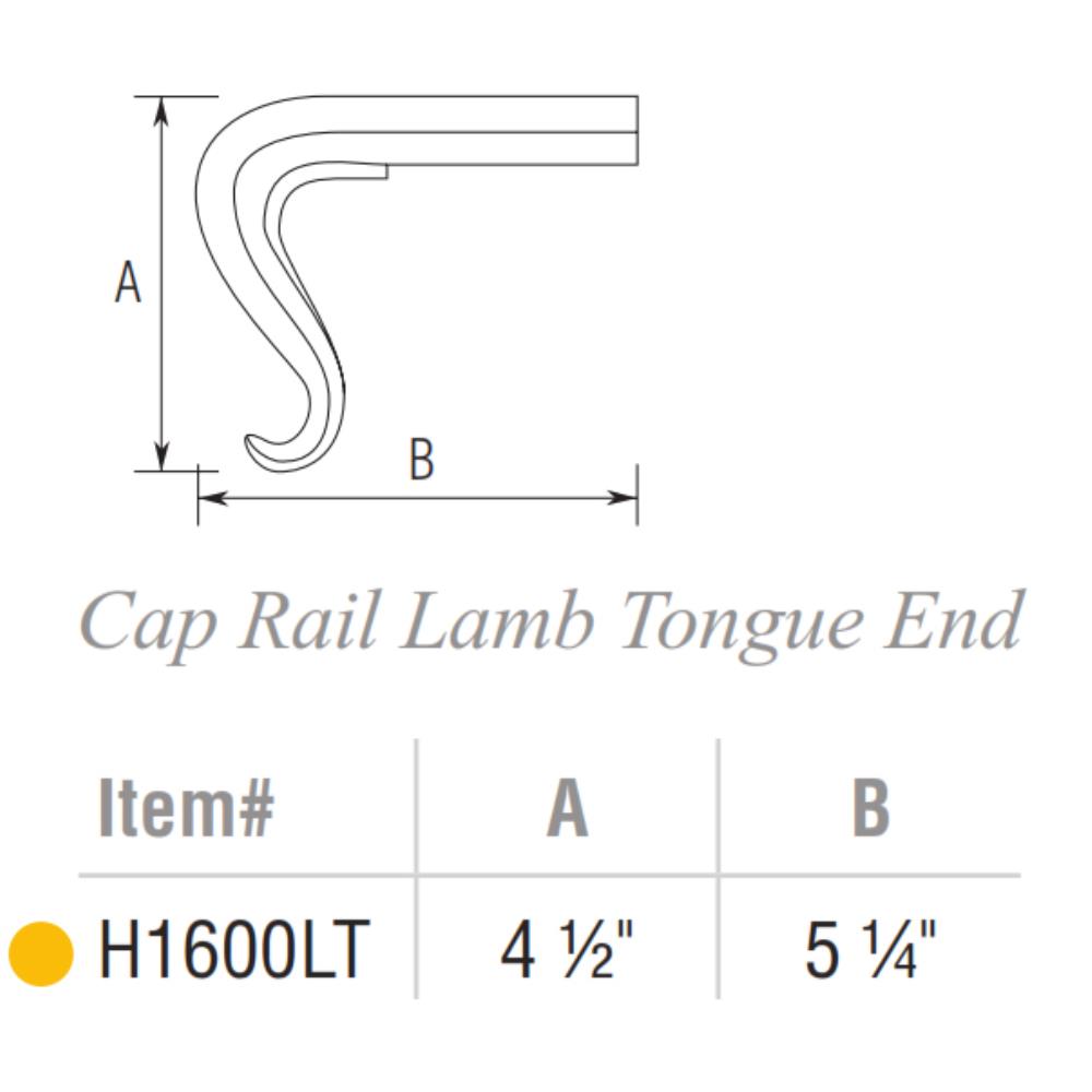 H1600LT - Cap Rail Lamb Tongue End