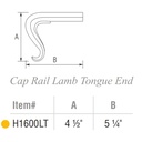 H1600LT - Cap Rail Lamb Tongue End